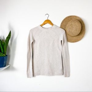 Zara Cream  Sweater with Black Elbow Patches